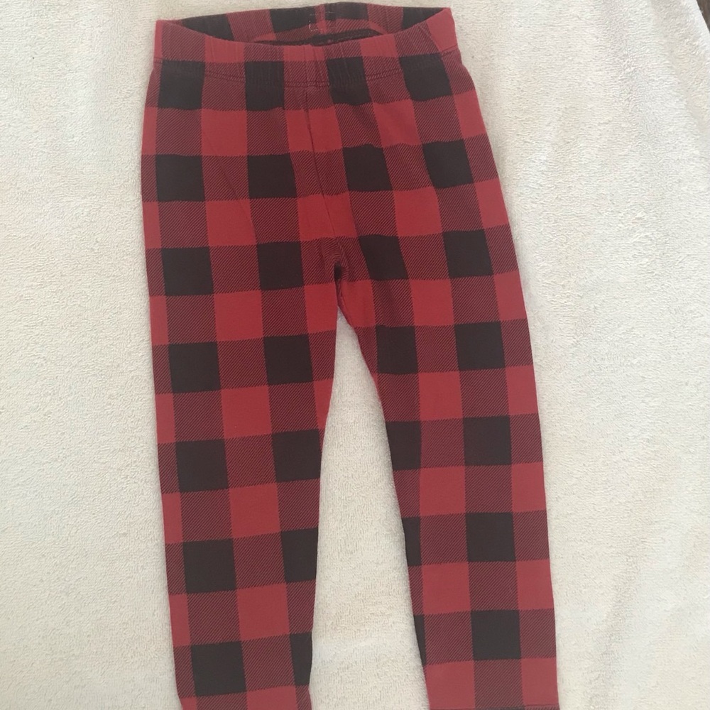 - Gap black and red checkered Buffalo plaid leggings Girl 2 year NWOT